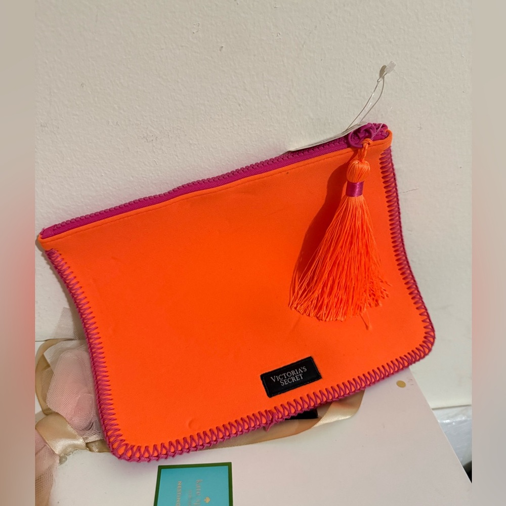 Victoria's Secret Vibrant Orange Pouch with Tassel